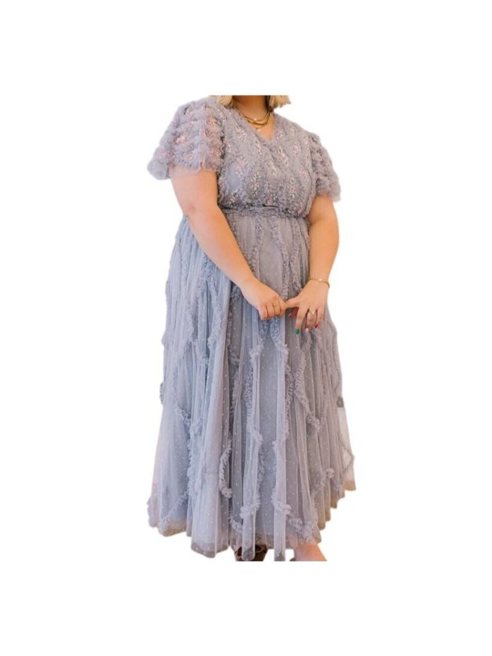 Ivy City Diana Dress Lilac Purple Ruffled  Women Size 5X Spring Cocktail Party